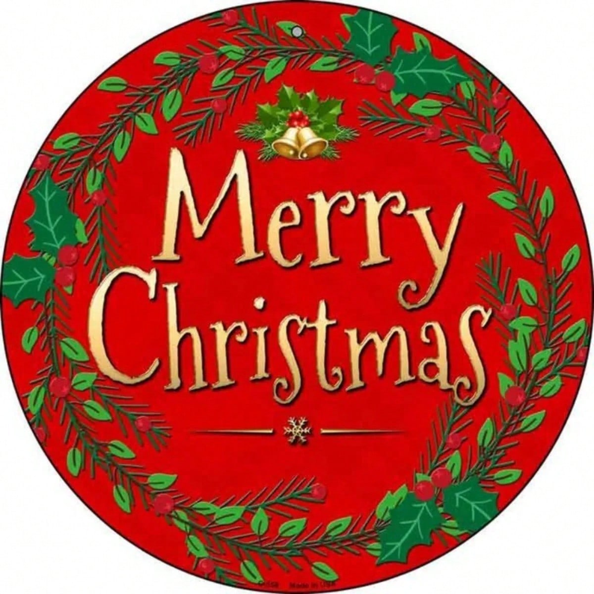 

Holiday Merry Christmas Round Metal Sign Garage Wall Decor 20x20 різнокольоровий
