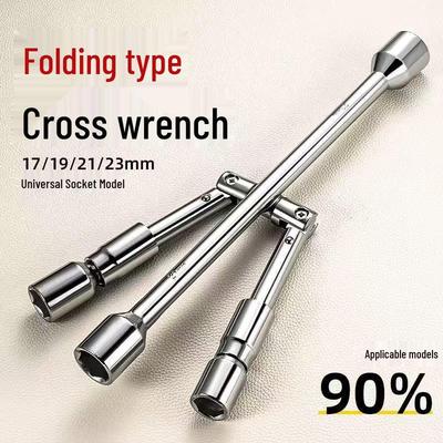 Foldable Cross Socket Lug Wrench: Portable, Labor-Saving Tire Repair Tool