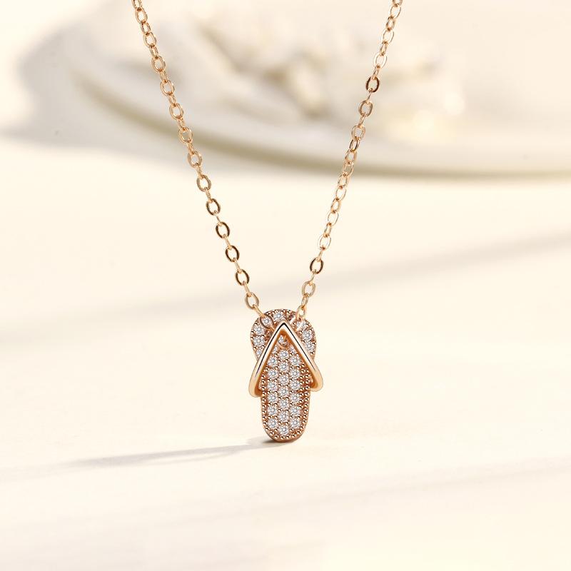 

Ожерелье-шлепанец, женская корейская версия, нишевый дизайн, полный сверлильной ключичной цепи