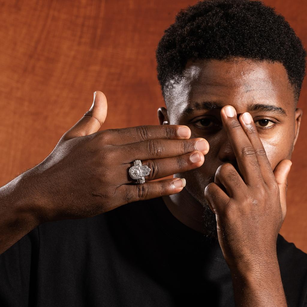 Hip Hop Gumeng Men's Zircon Ring Fashion Classic Fatima Palm Ring Hip Hop Personality Jewelry Batch