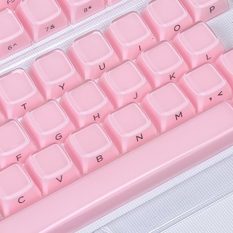 Jelly Texture Keycaps Set: Side-Engraved MDA Profile, 132 Keys, Transparent Outer Layer, Solid Color Inner Layer
