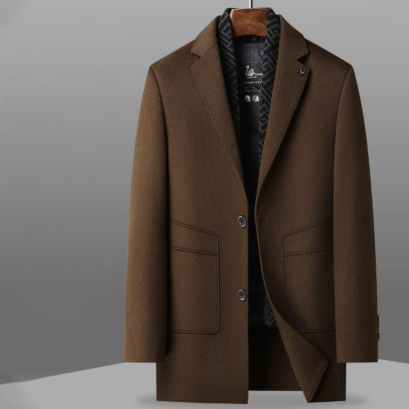 Autumn and Winter Double-sided Woolen Coat Men's Medium and Long Coats Can Take Off The Down Liner and Wear Two Wool Woolen Coats.