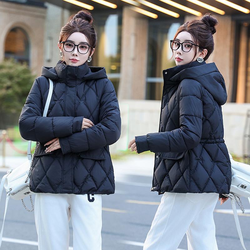 

Трикотажный лоскутный свитер с рукавами-буфами, пуховая хлопковая куртка, женская 2025 осень/зима, новая высококачественная теплая куртка M чёрный