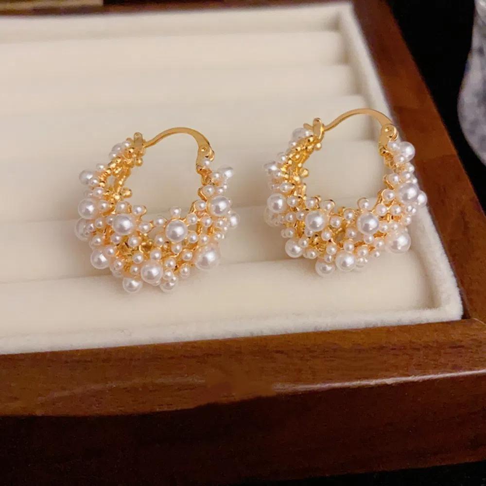 Personality Drop Earrings Water Drop Shape Ear Hook Korean Style Pearl Earrings  Female