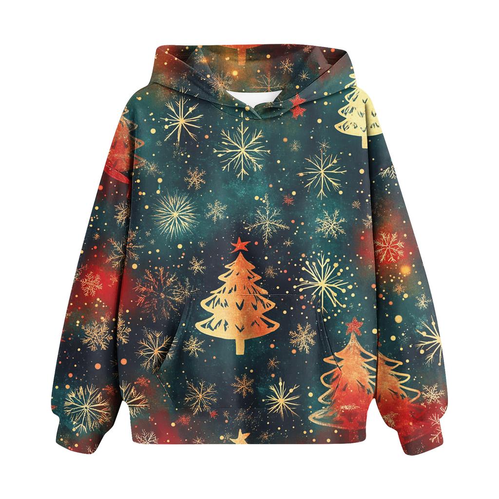 Sweatshirts For Teen Girls Hoodies Long Sleeve Drawstring Pullover Cute Oversized Hoodie Christmas Day