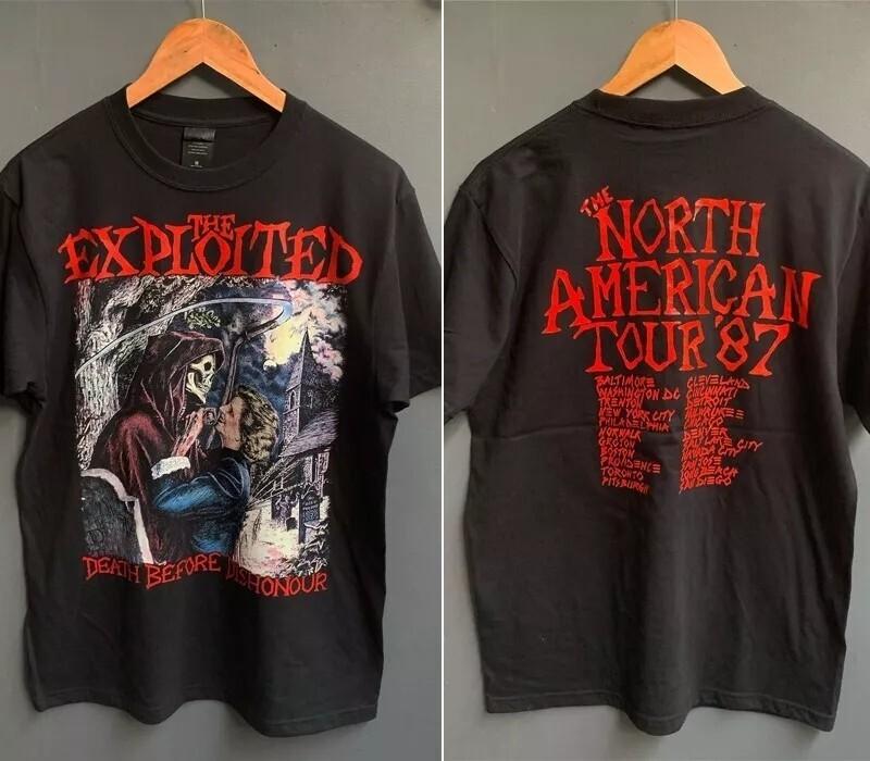 Группа The Exploited Смерть прежде чести Базовая черная Перепечатка Футболка S-5XL Унисекс Футболка S