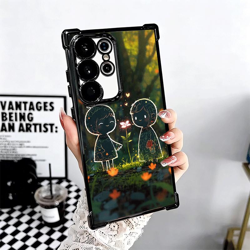 Nature Cute Child Painting Style Soft Phone Case For Samsung Galaxy S26 Ultra S25 Edge S24 FE S23 Plus S22 S21 + S20 Plating Ant