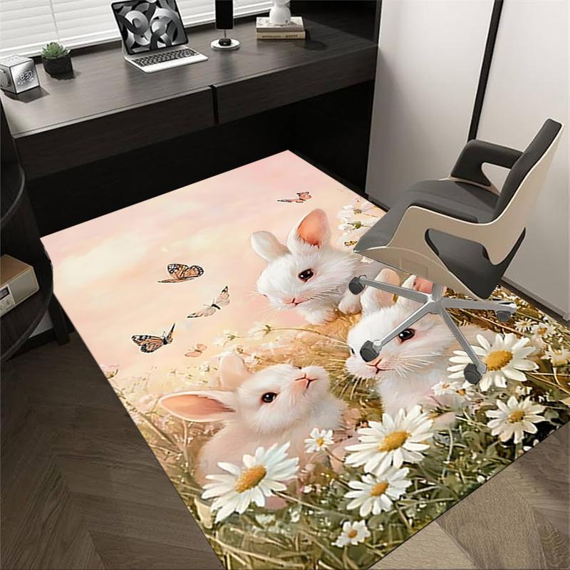 

1pc rabbit flowers Carpet Office Rug Outdoor Mat Home Decor Area Carpet Festival Gift Office desk chair carpet 60cm by 90cm