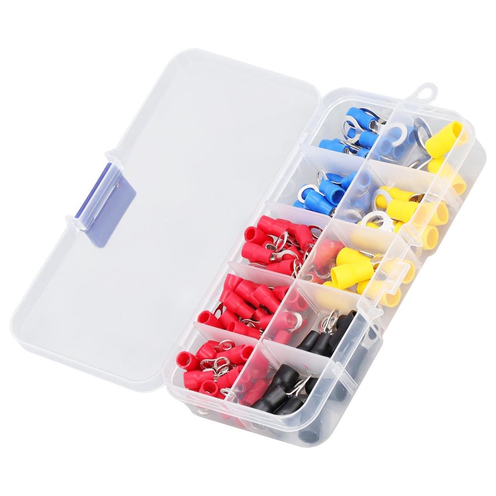 102PCS RV1.25/2/3.5/5.5 Insulated Ring Terminal O Ring Crimp Terminals Flame Retardant Cold Pressed Terminal 10 Specification