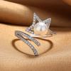 2026 Open Pearl Ring Women's Micro Inlaid with Diamonds Niche High-end Star Ring Jewelry Accessories Empty Holder