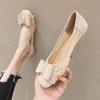 Fashion Mesh Breathable With Bow Woman Flats Summer Square Toe Shoes for Women 2025 Discount 39 Comfortable and Elegant Chic Point Shoe