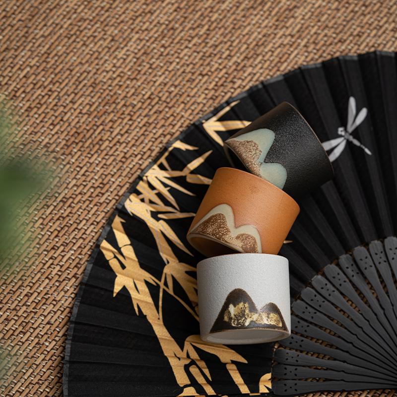 MULTIPOTENT Tea Cup Hand-painted Landscape Painting Three-color Kung Fu Cup Cultural and Creative Master Cup Chinese Style