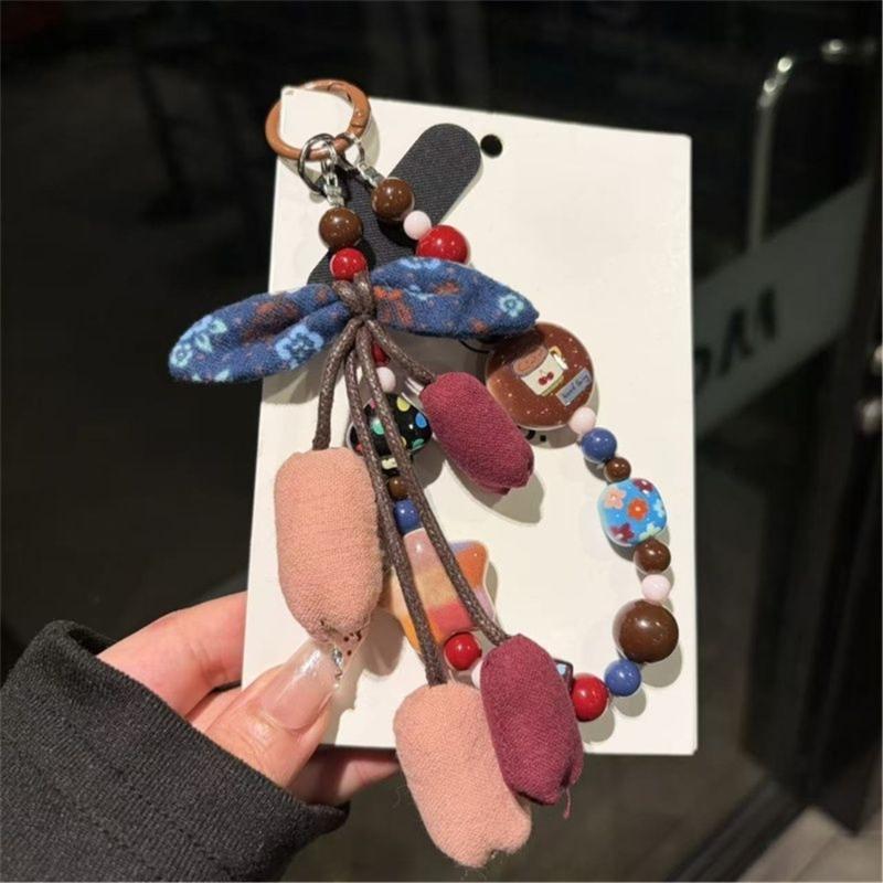 Stilvoller Handbemalter Ombre Stern Stoff Blume Schlüsselanhänger Stabiles PVC-Seil Unisex Schlüsselanhänger Taschenzubehör