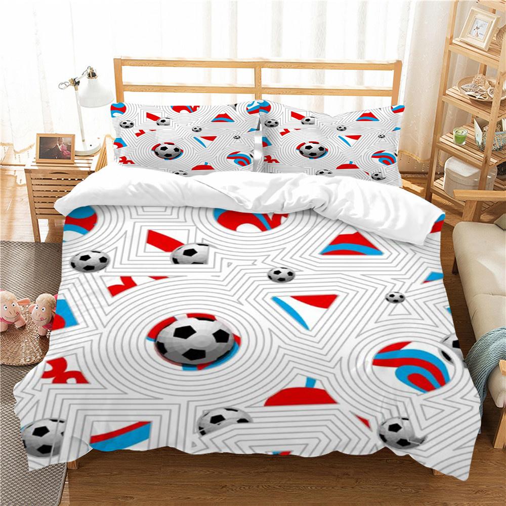 Hot Sell Fashion 3D Creative Bedding Suit Football Quilt Cover Luxury Bed Set Soccerl Home Bedroom Bed Decor Microfiber Soft Duvet Cover