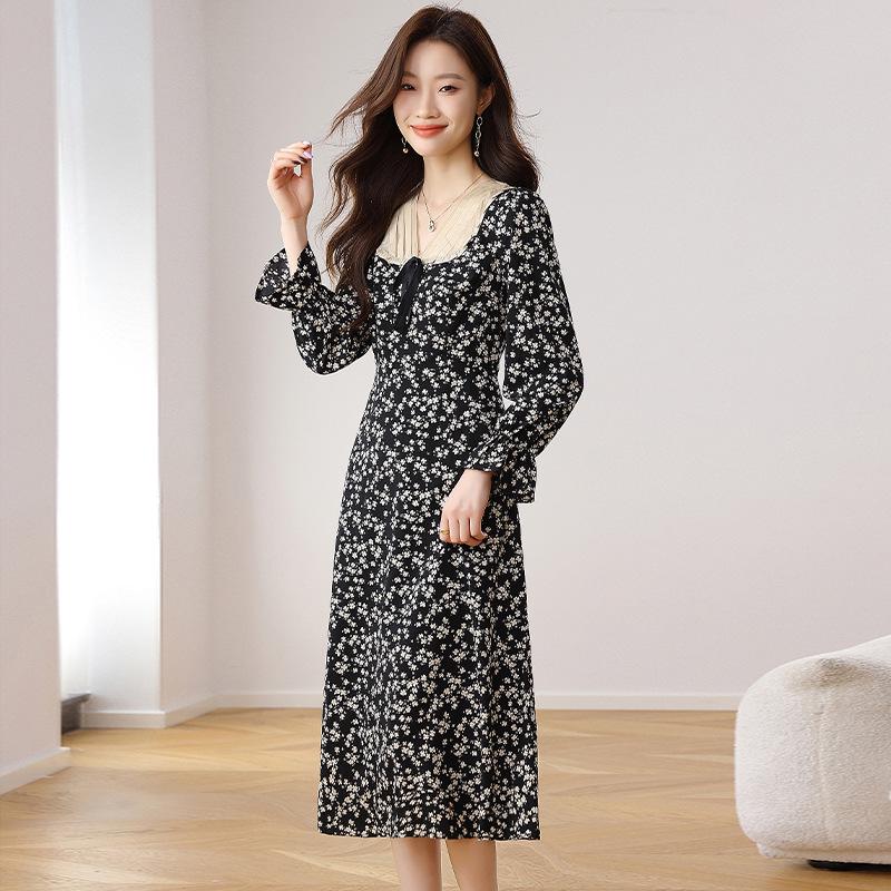 French Retro Fairy-Inspired Slim-Fit Floral Midi Dress for Women