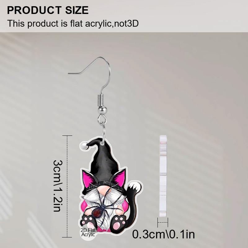2D Flat Halloween Earrings  Acrylic Black Cat Dwarf Dangle Earrings Women's  Party Accessories Halloween Costume Accessories Jewelry Accessories