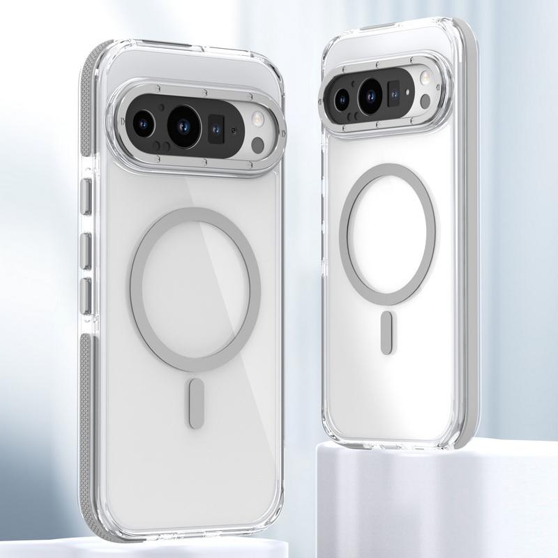 Transparente Acryl Hartes PC Slim Handyhülle Für Google Pixel 9 Pro XL 9 Stoßfest Kabelloses Laden Magnetische Rückabdeckung