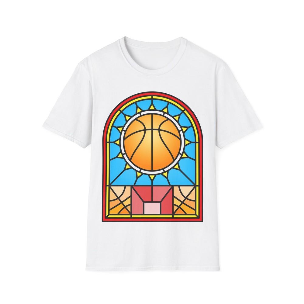 Basketball Stained Glass T-Shirt, Sports Graphic Tee, Ornamental Art, Pop Art
