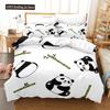 3D Panda Duvet Cover Set King Size Cute Panda Bamboo Bedding Set Black White Bear Polyester Quilt Cover For Boy Kid For Bedroom