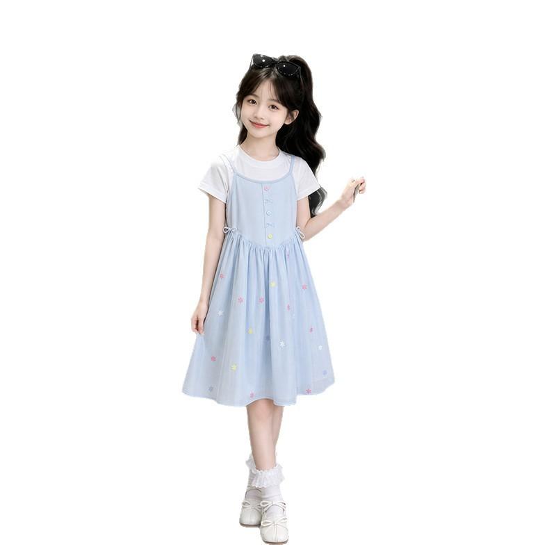 Girls Block Polka Dot Cami Dress with Faux Layer for Summer