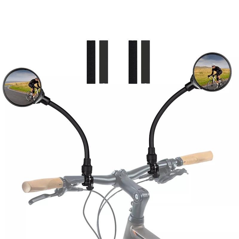 2 Pièces Longs Miroirs Rétroviseurs de Guidon de Vélo 360 Degrés Vélo de Montagne Vélo de Route Moto Flexible Tuyau Miroir Rétroviseur Réglable