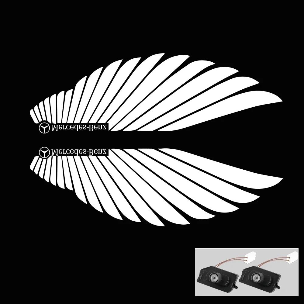 C200 E300 Hot 2026 For Benz 2PCS LED HD Car Angel Wings Welcome Lamps Rearview Mirror Carpet Light for Mercedes Benz AMG Auto At