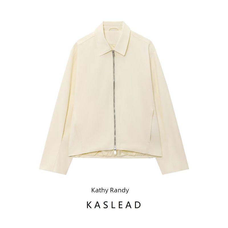 Kaslead New Women clothes Western Style Fashion Simple and Versatile Zipper Ornament Bomber jacket Outerwear