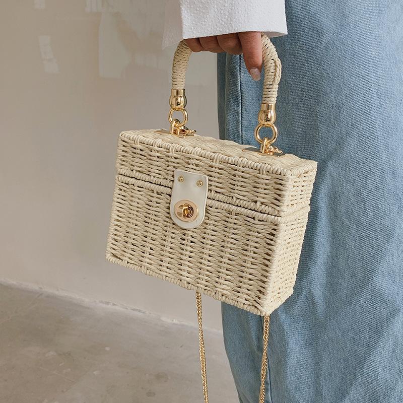 Bolso cuadrado pequeño de tela de verano, bolso de playa de estilo moderno, caja de tela hecha a mano