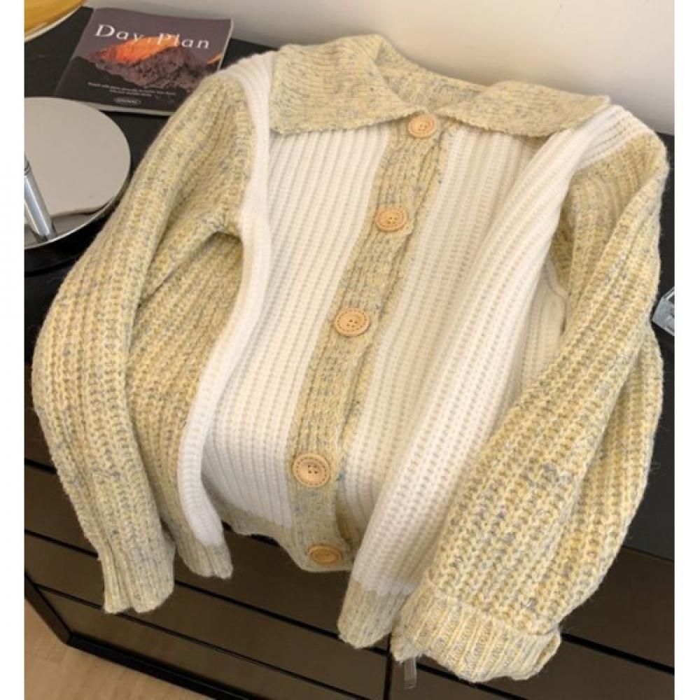 Rellawear Women Matching Fog Color Sweater Cardigan