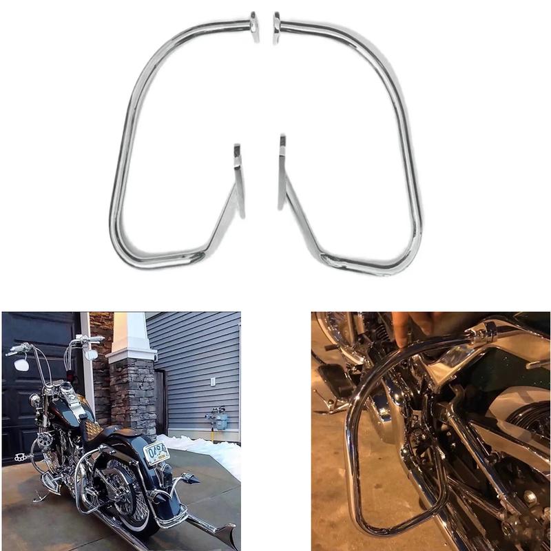 Guard Crash Bar Rear Saddle Bag Guards For Harley Davidson Softail Heritage Deluxe Fat Boy Cross Bones 97-17 чёрный