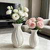 Small White Faux Ceramic Vase Minimalist Modern Pampas Grass Vase Decorative Flower Holder for Table Fireplace Shelf Living Room Decor