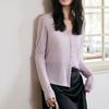 Solid Color Knit Sweater For Women With Button Closure For Spring Casual Wear