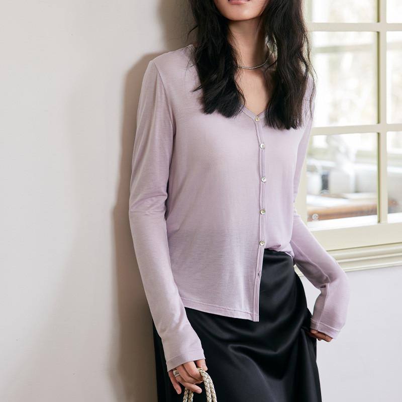 Solid Color Knit Sweater For Women With Button Closure For Spring Casual Wear