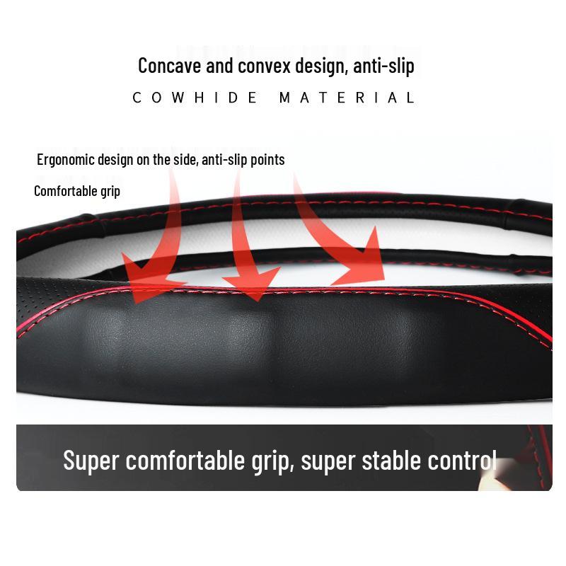 Genuine Leather Steering Wheel Cover for Wuling Hongguang SS13V Mini Truck - Four Seasons Universal Fit