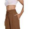 Womens Wide Leg Palazzo Pants High Waisted Adjustable Tie Knot Flowy Trousers Casual Loose Pant With Pockets