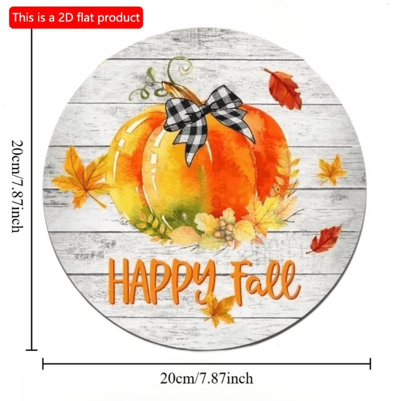 2d Flat 20*20cm, Autumn Home Decoration, Happy Autumn Pumpkin Wooden Circular Logo Creative Decoration Board, for Home, Office, Club Garden, Bar Decor