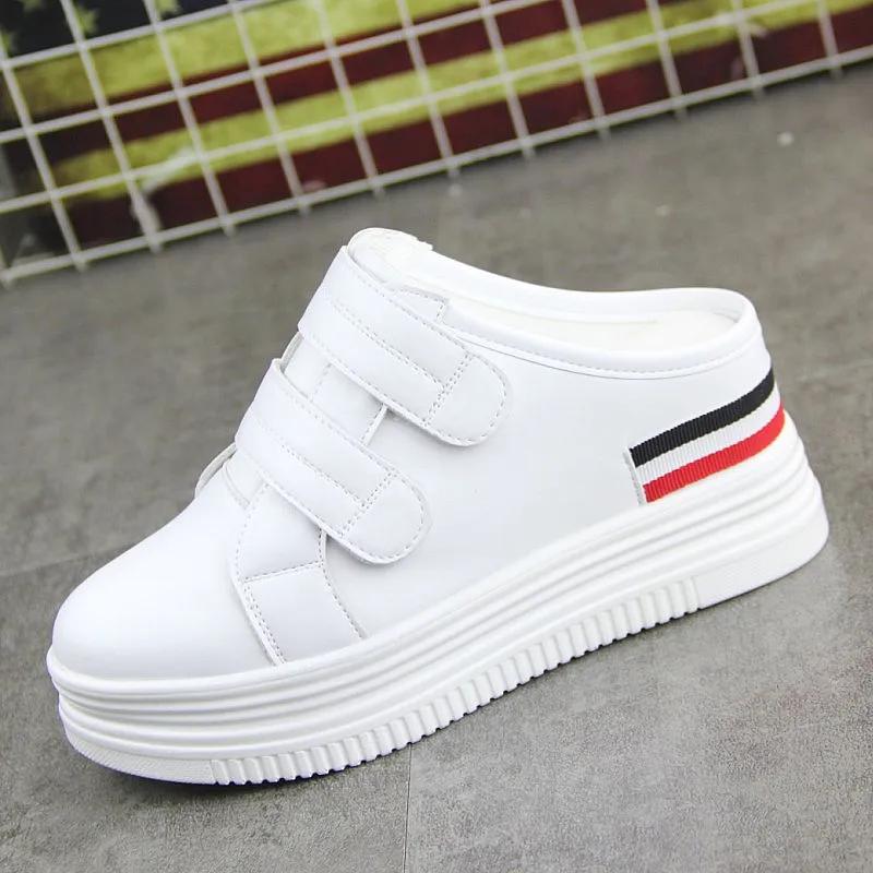 Größe 35-40 Damen Schuhe 8cm Leder Hausschuhe Frau Höhenerhöhende Plateauschuhe Sneakers Atmungsaktive Halbschuhe