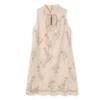 Retro Chinese A-line Sleeveless Floral Dress with Wave Bead Embroidery - Summer Edition P0165