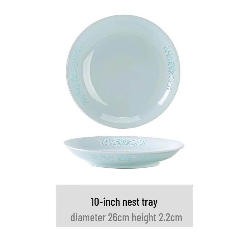 Celadon Palace Style Ceramic Deep Plate 10-inch Deep Plate