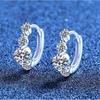 Sterling Hoop Earrings With Lab-Created Moissanite Stones Full Pave CZ Design Geometric Round Style Women