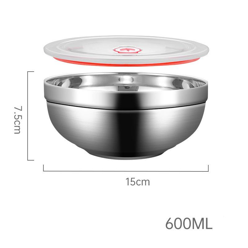 Ramen-Reisschüssel aus Edelstahl mit Deckel, doppelter Verbrühungsschutz, Lebensmittelbehälter, Instant-Nudeln, Suppe, Salatschüsseln, Küchengeschirr