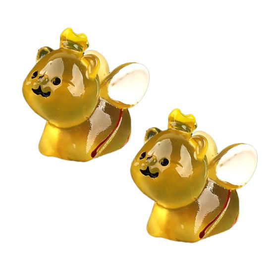 2Pcs Mini Bee Shaped Animals Glow in The Dark Resin F