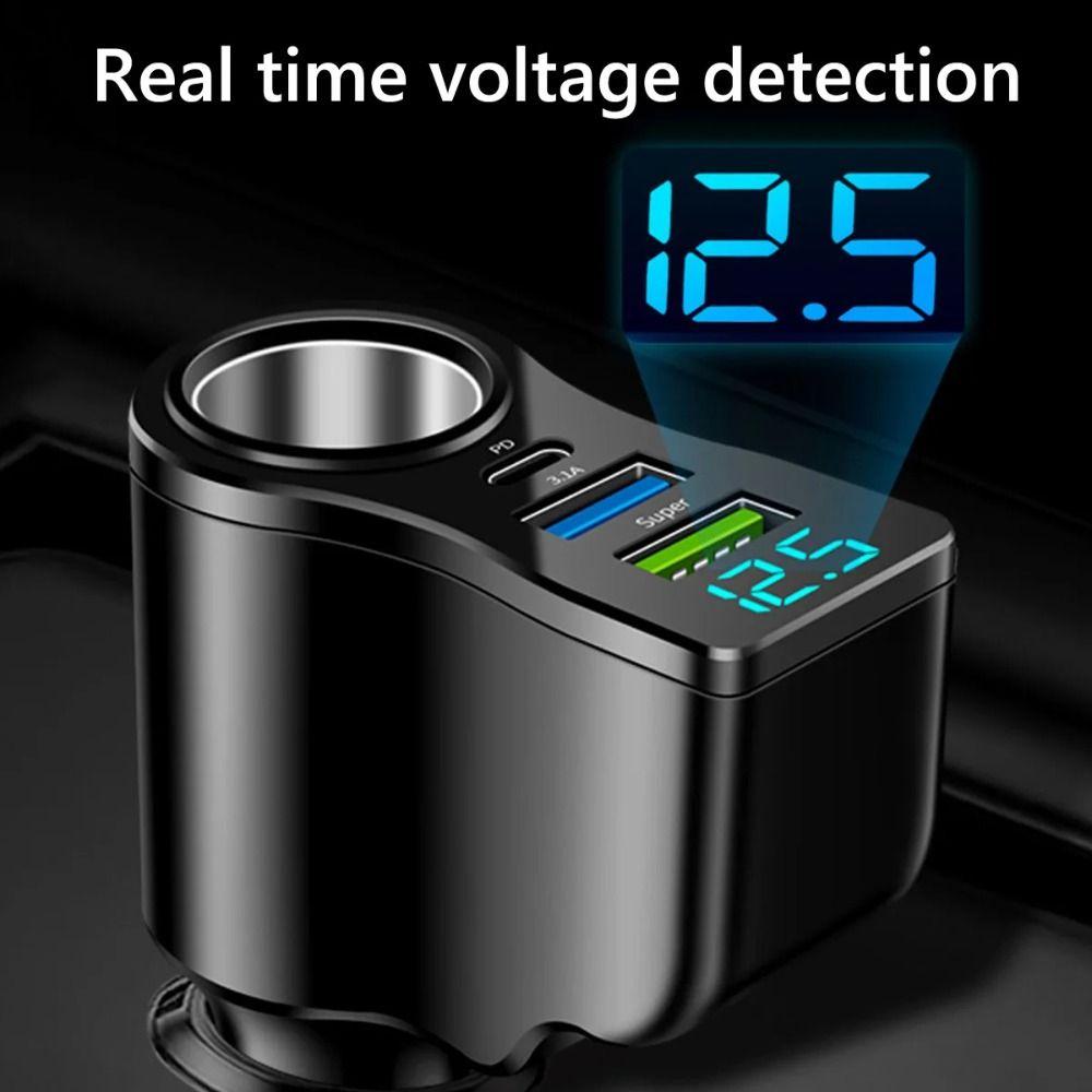 66W Dual USB Car Charger 4 in 1 Vehicle Mounted Inverter Durable Auto Phone Charger Car
