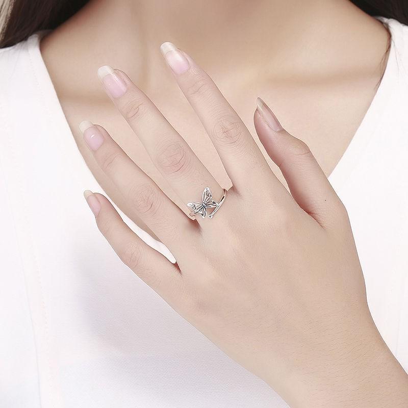 Adjustable Sterling Butterfly Ring Women Men Vintage Geometric Animal Jewelry 2025 Collection
