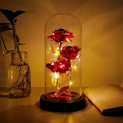 Enchanted Glass Rose with LED Lights, Artificial Flower, Christmas Gift, Beauty and the Beast, Valentine's Day