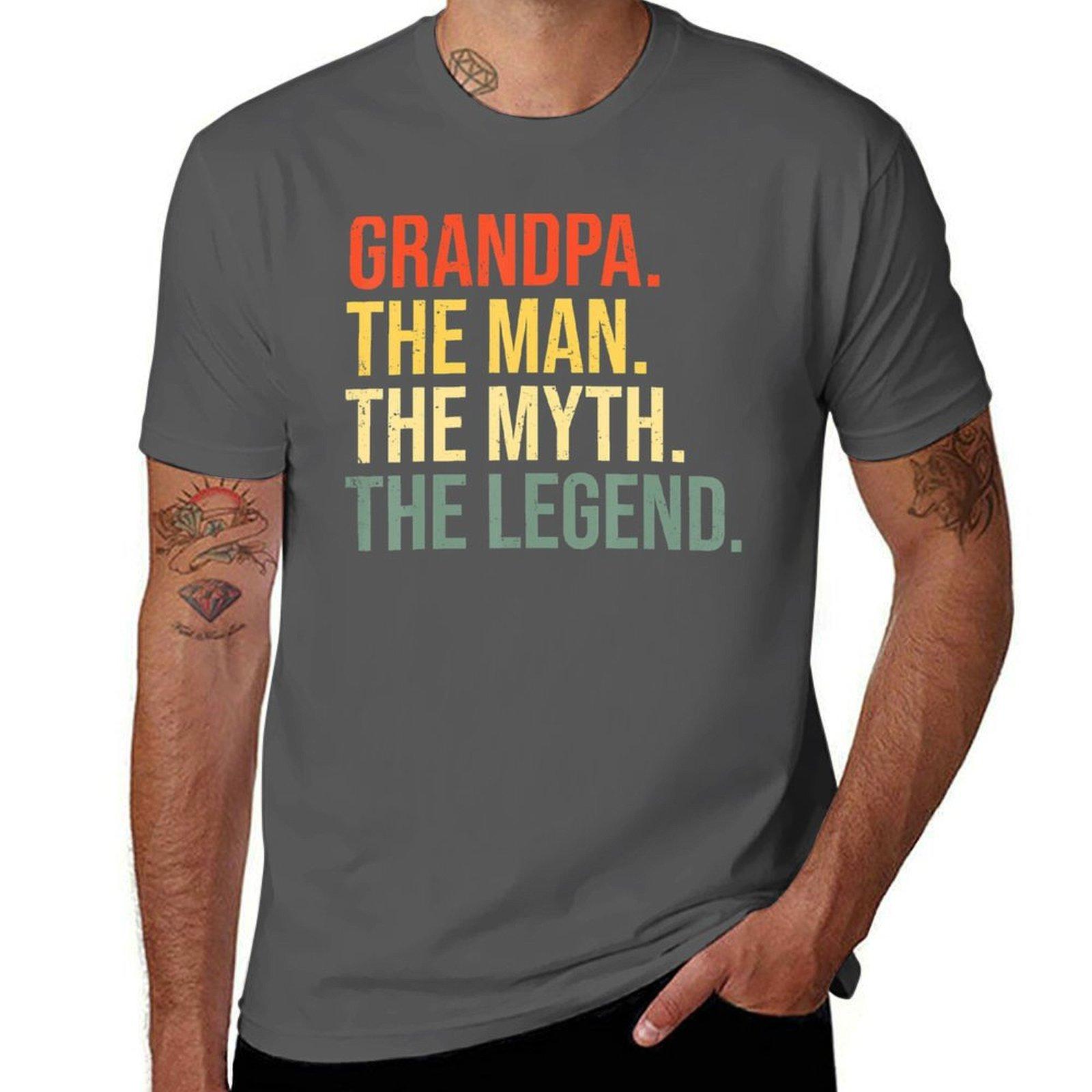 

Grandpa The Man The Myth The legend Grandfather Grandpa T-Shirt man t shirt heavy cotton anime t shirts oversize T-Shirt 4XL