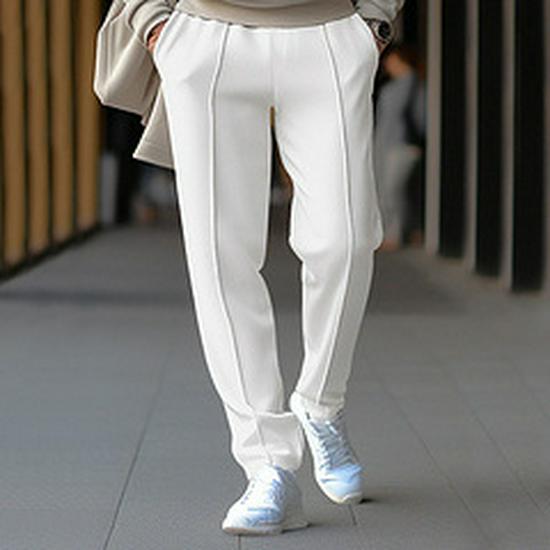 2024 Men's Waffle Casual Pants: Trendy Toothpick Stripe, Comfortable Straight-Fit for Spring & Autumn