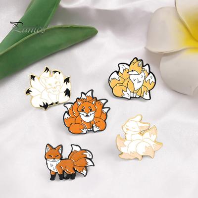 Lapel Pin Cartoon Electroplating Exquisite Geometric Vivid Clothes Decoration Rust-resistant Fox Rabbit Brooch Badge Clothing Accessories
