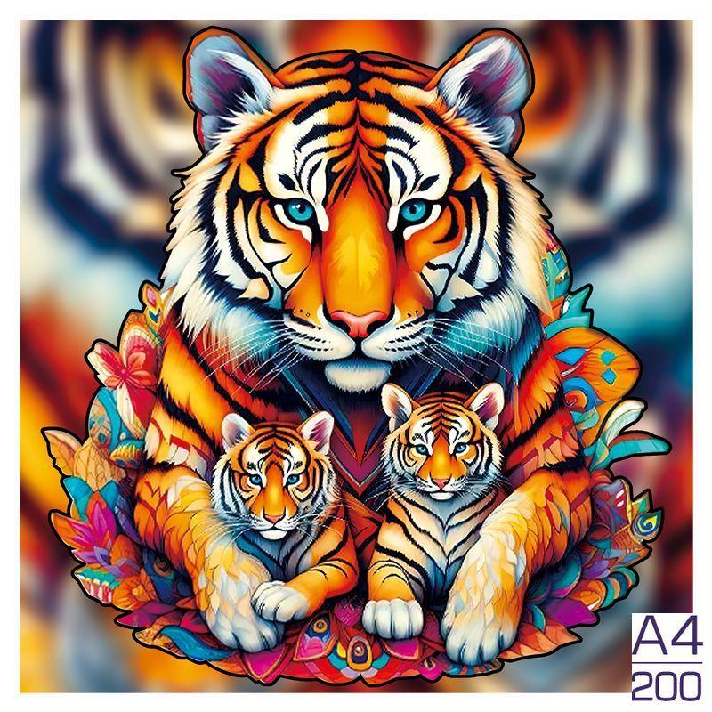 Non-Toxic 300Pcs Wooden Puzzle Color Cat Delicate Irregular Shape Puzzles Gratitude Adult Stress Reduction Family Interactive Toys Gift
