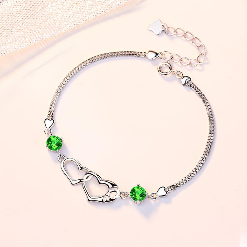 Bracelet for May Silver Women "Silver Thunder" Women, Birthstone, Emerald, 925, Hypoallergenic, Simple, Amulet, Accessory, Birthday, Present,